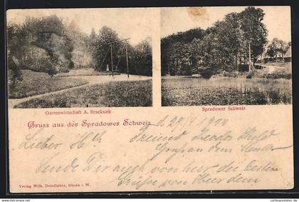 AK Bünde, Gartenwirtschaft von A. Bracksiek, Spradower Schweiz