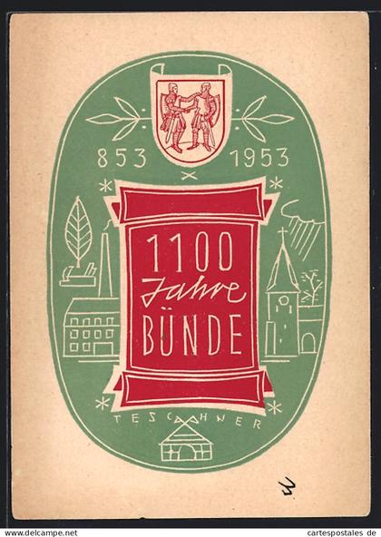 Künstler-AK Bünde, 1100 Jahre Bünde 1953