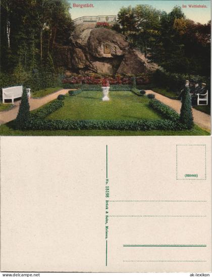 Ansichtskarte Burgstädt Wettin-Hain, Bank - Denkmal 1913