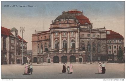 AK Theaterplatz Chemnitz Neues Theater Kunstsammlungen Oper Opernhaus Leute Kinder