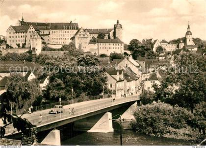 Colditz Bruecke Zwickauer Mulde Blick zum Schloss