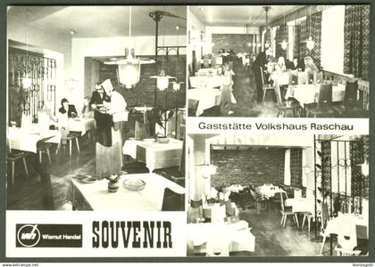 RASCHAU bei Schwarzenberg Erzgebirge 1983 " Wismut Gaststätte Volkshaus Raschau " 4-get. alte Ansichtskarte