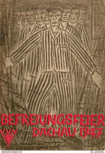 Dachau Befreiungsfeier Dachau 1947 Kuenstlerkarte Sonderstempel