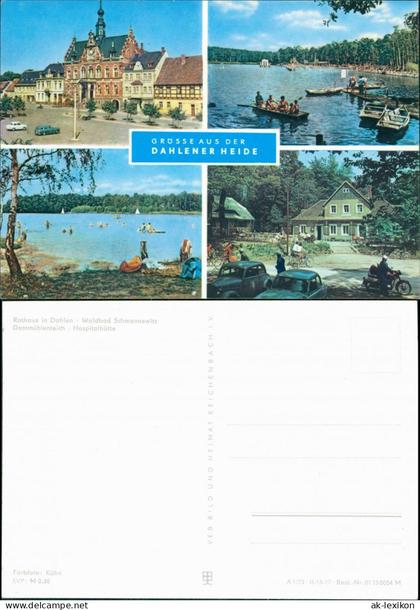 Dahlen Rathaus Dahlen, Waldbad Schmannewitz, Dammühlenteich, Hospitalhütte 1973