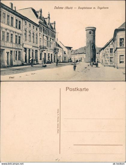 Ansichtskarte Dahme (Mark) Hauptstrasse m. Vogelturm 1913