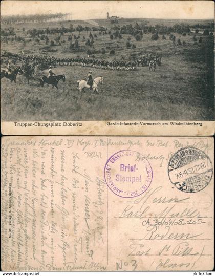 Dallgow Döberitz  Infanterie-Vormarsch am Windmühlenberg 1915 Feldpoststempel