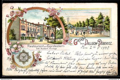 Lithographie Dallgow-Döberitz, Restaurant zum Gardestern, Gartenlokal