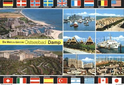 Damp Ferienzentrum damp 2000 Hafen Strand Finnhuetten Faehre Nationalflaggen