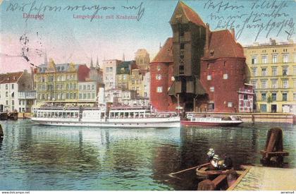 AK Danzig Langebrücke Dampfschiff Krahntor Danzig 1914 gelaufen Postkarte