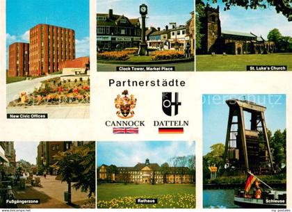 Datteln Fussgaengerzone Rathaus Schleuse Partnerstadt Cannock Civic Offices Cloc