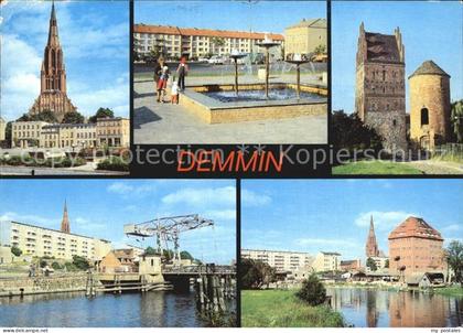 Demmin Mecklenburg Vorpommern Markt Bartholomaeuskirche Springbrunnen Luisentor