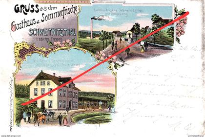 Litho AK Schweinitztal Gasthof a Brüderwiese Deutscheinsiedel Deutschneudorf Oberlochmühle Seiffen Olbernhau Brandau