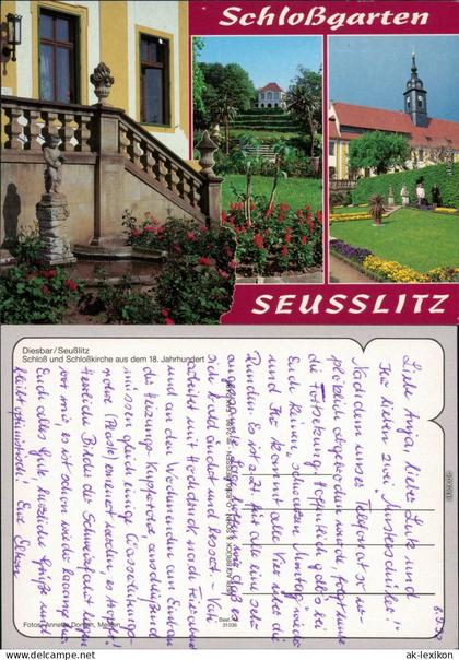 Ansichtskarte Diesbar-Seußlitz-Nünchritz (Elbe) Schloßgarten 1992