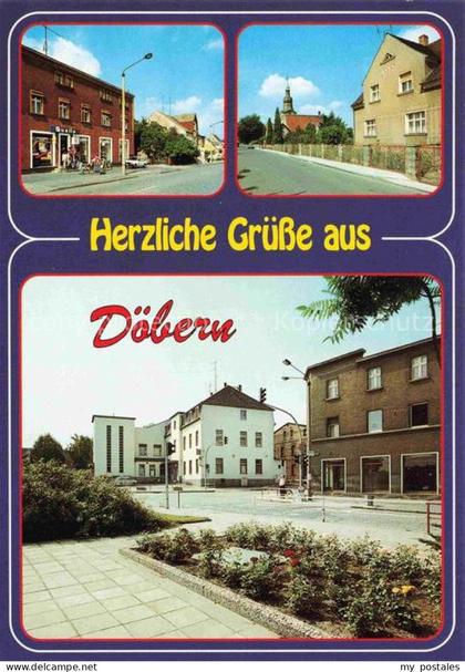 Doebern Niederlausitz Forster-Strasse Kirchstrasse Kirche Strassenszene Geschaef