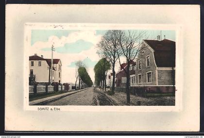AK Dömitz a. Elbe, Strassenpartie im Ort