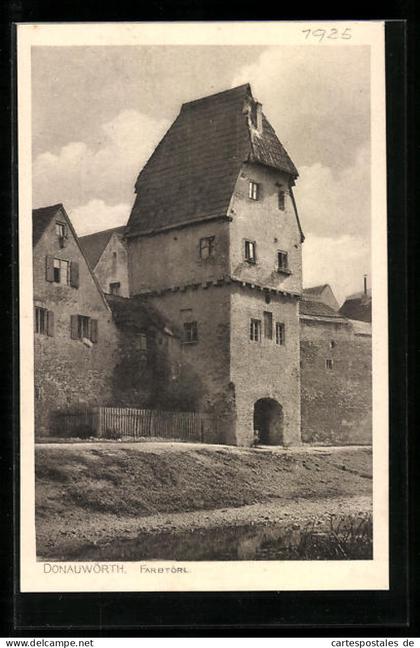 AK Donauwörth, Farbtörl mit Stadtmauer