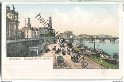 Dresden - Dampfschifflandeplatz - Strassenbahn - Verlag Hermann Poy Dresden