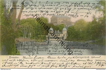 Dresden - Zwingerteich - Verlag Rudolf Brauneis Dresden gel. 1905