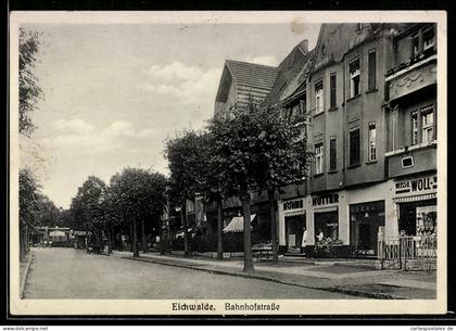 AK Eichwalde, Partie in der Bahnhofstrasse mit Geschäften
