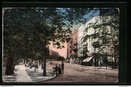 AK Hamburg-Eimsbüttel, Strasse im Gehölz