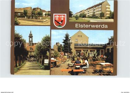 Elsterwerda Wappenbrunnen Strasse des Aufbaus Schloss Elsterwerda Eiscafe