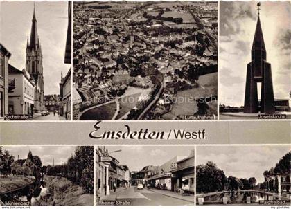 Emsdetten Kirchstrasse Fliegeraufnahme Josefskirche Am Muehlenbach Rheiner Stras