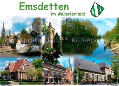 Emsdetten Partie an der Ems Kirche Turm Alte Haeuser