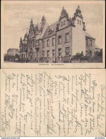 Ansichtskarte Eschweiler Partie königliches Amtsgericht 1919