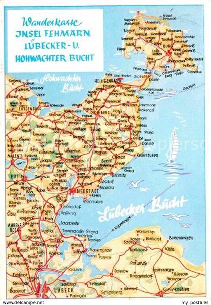 Fehmarn Wanderkarte Insel Fehmarn Luebecker Bucht Hohwachter Bucht