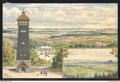 Künstler-AK Filderstadt, der Uhlbergturm mit Rundschau