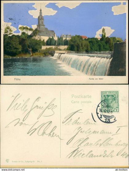 Ansichtskarte Flöha (Sachsen) Stadt, Wehr 1912