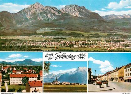 Freilassing Gesamtansicht mit Alpenpanorama Fliegeraufnahme Innenstadt