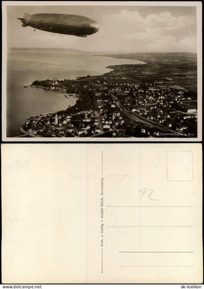 Friedrichshafen Luftbild Flugwesen - Zeppelin über der Stadt 1931