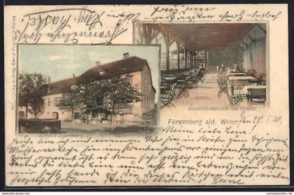 AK Fürstenberg a. d. Weser, Hotel Fürstenberg mit Aussichtsterrasse