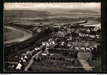 AK Fürstenberg a. Weser, Fliegeraufnahme mit Orts- und Flusspartie