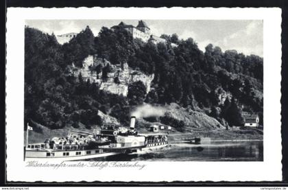 AK Fürstenberg /Weser, Weserdampfer unter Schloss Fürstenberg