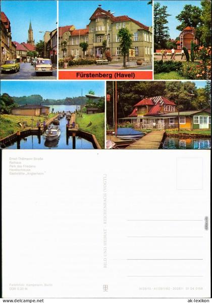 Fürstenberg/Havel:  Rathaus,  Havelschleuse, Gaststätte Anglerheim 1982