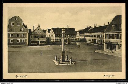 AK Geisenfeld, Marktplatz mit Denkmal