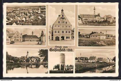AK Geisenfeld /Obb., Rathaus, Turm, Denkmal