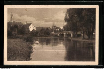 AK Geisenfeld, Teilansicht, Brücke über der Ilm