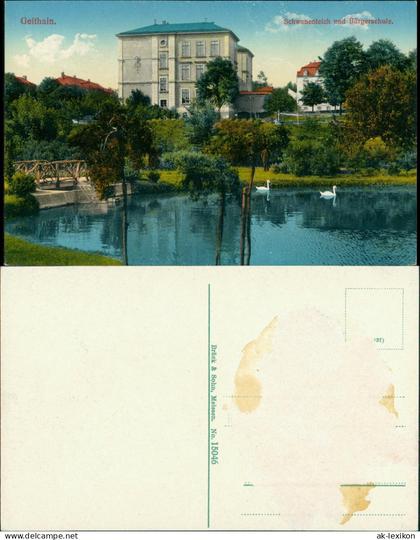 Ansichtskarte Geithain Schwanenteich - Bürgerschule 1915