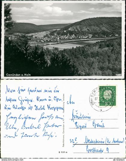 Gemünden a. Main Gesamtansicht Fernblick auf Gemünden a. Main 1960