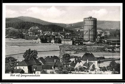 AK Georgsmarienhütte, Ortsansicht mit Gasometer und Werksanlagen