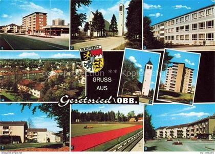 Geretsried Neuer-Platz Ev-Petruskirche Kath-Volksschule Kath-Kirche Hochhaus-am-
