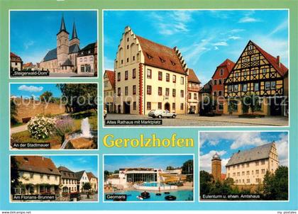 Gerolzhofen Steigerwald Dom Stadtmauer Am Florians Brunnen Altes Rathaus mit Mar