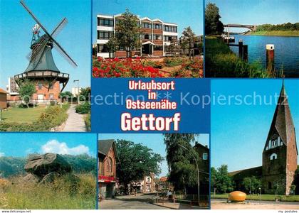 Gettorf Windmuehle Kirche Ortsmotiv Modernes Gebaeude Felsen Partie an der Eider