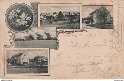 Litho AK Cunnersdorf Gasthof Reichel Freigut a Reinhardtsgrimma Dippoldiswalde Reinholdshain Glashütte Schlottwitz Maxen