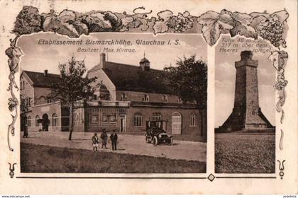 I2772 - Glauchau Etablissement Bismarckhöhe Bismarck Turm - Verlag A. Arland Leipzig Schönefeld