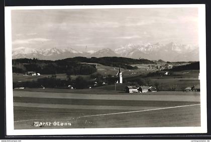 AK Glonn, Ortsansicht vor Bergpanorama