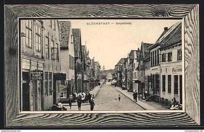 AK Glückstadt, Deichstrasse am Herings-Lager Gustav Witt